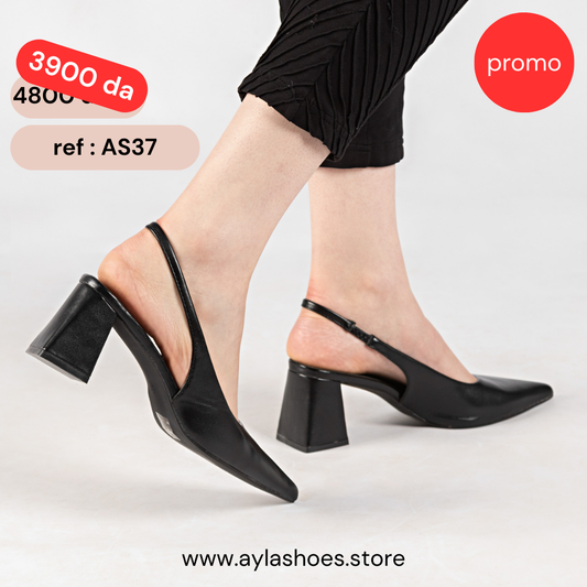 Escarpin A Talon Carré - Noir / AS37