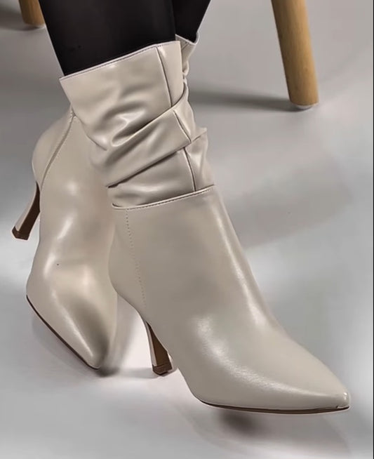 Bottine - simili cuir - Beige / AS136