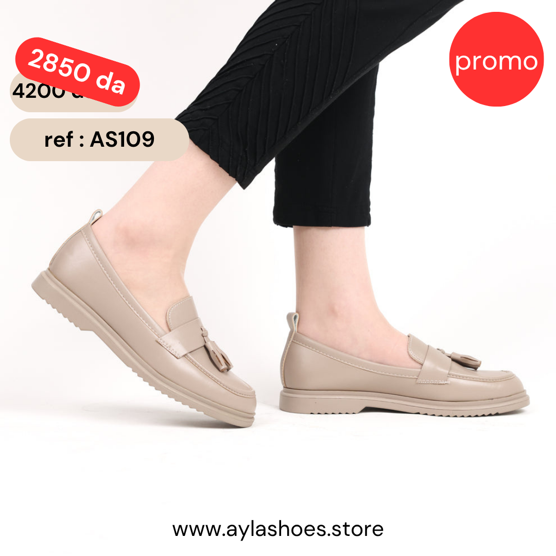 Mocassin - simili cuir - kaki / Réf. AS109