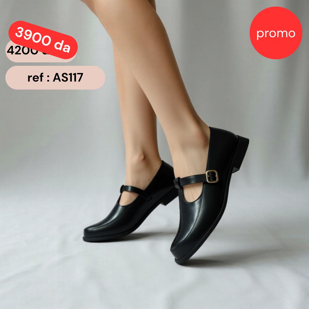 Mocassin à bride - Black / AS117