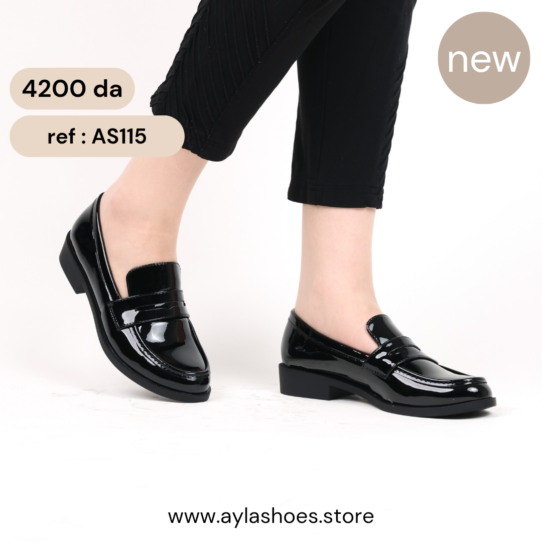 Mocassin - vernis - noir / AS115