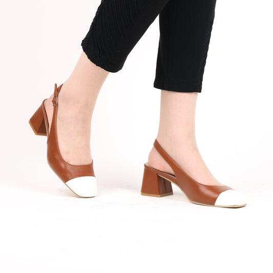 Escarpin A Talon Carré - Camel / AS41