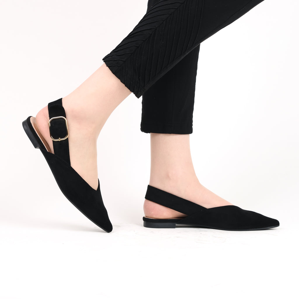 Ballerine - daim - noir / ref : AS143