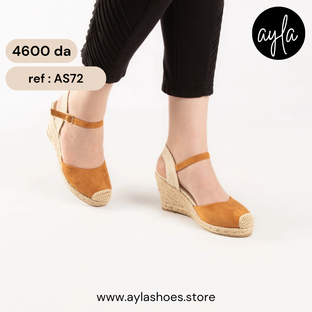 Sandale A Talon Compensé - Camel / AS72