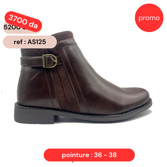 Bottine - simili cuir - Coffee / AS125
