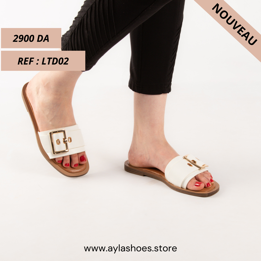 Mule - simili cuir - Blanc / LTD02