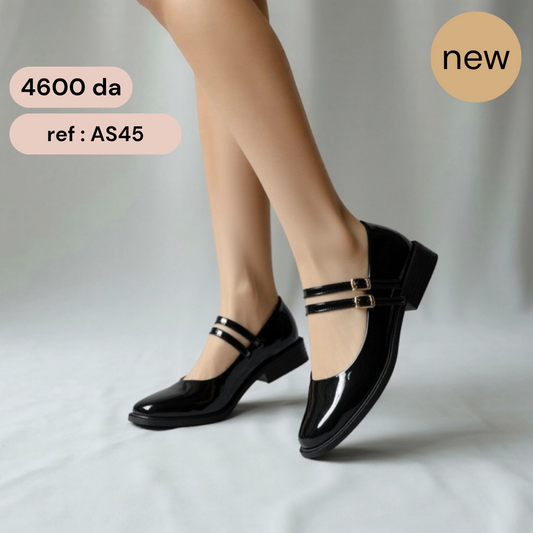 Mary jane a ceinture - vernis - Noir / AS45