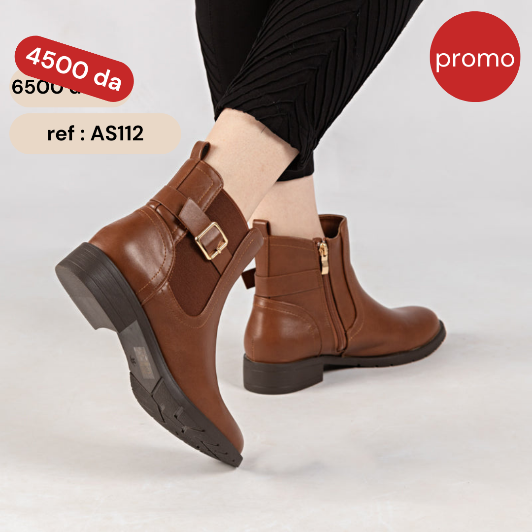 Bottine - simili cuir - Marron / AS112
