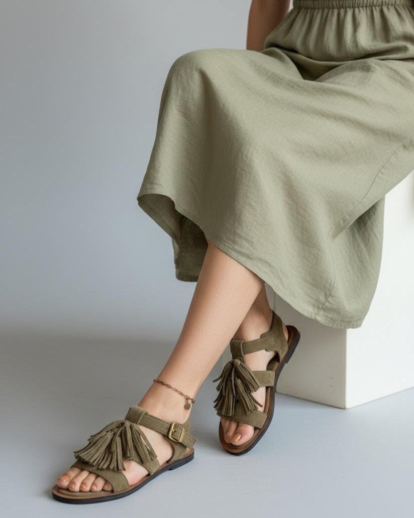 Sandale - daim - vert / ref : AS153