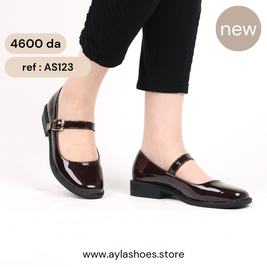 Mary jane à ceinture - vernis - brown / AS123