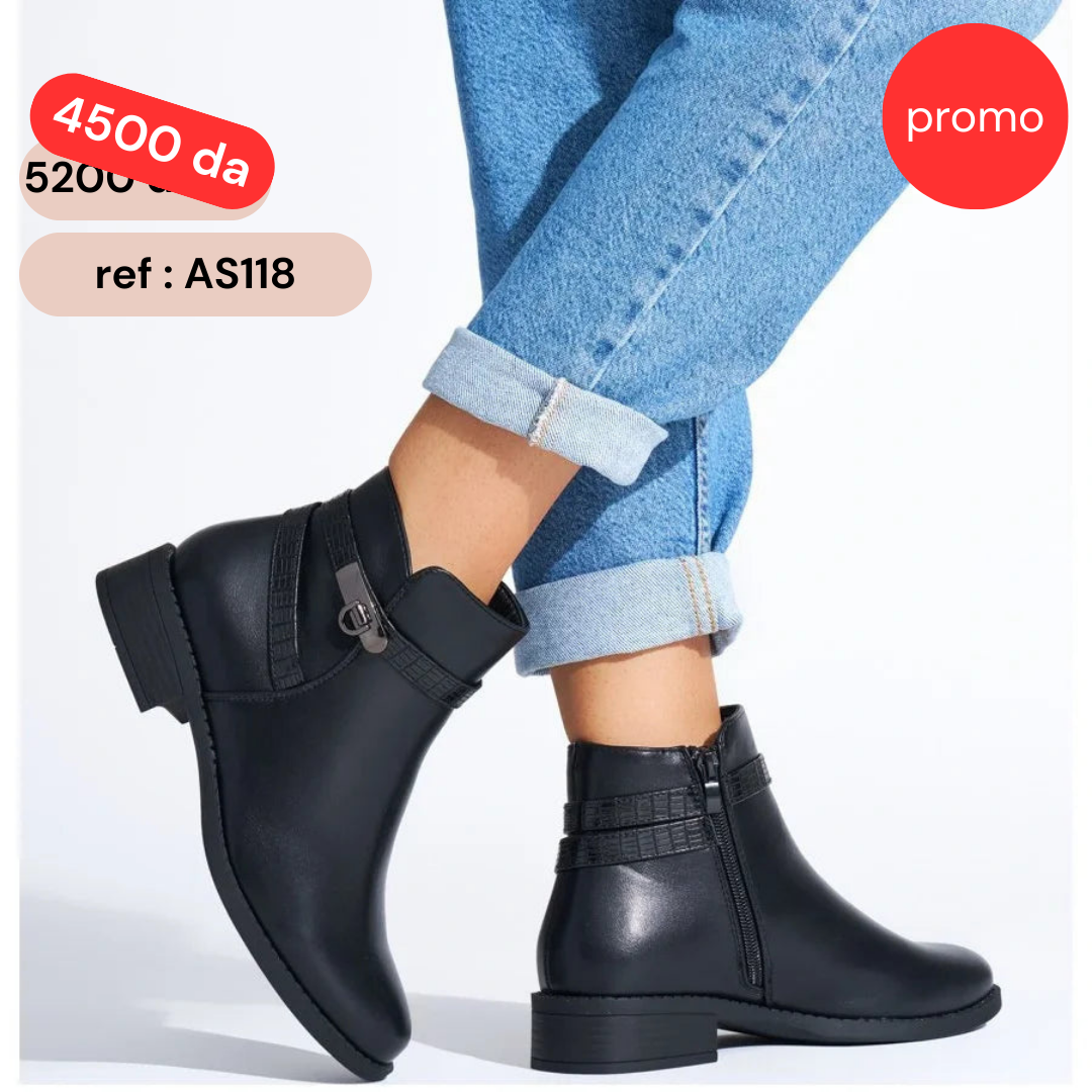 Bottine - simili cuir - Noir / AS118