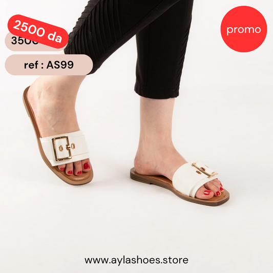 Mule - simili cuir - Blanc / AS99