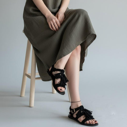 Sandale - daim - noir / ref : AS152