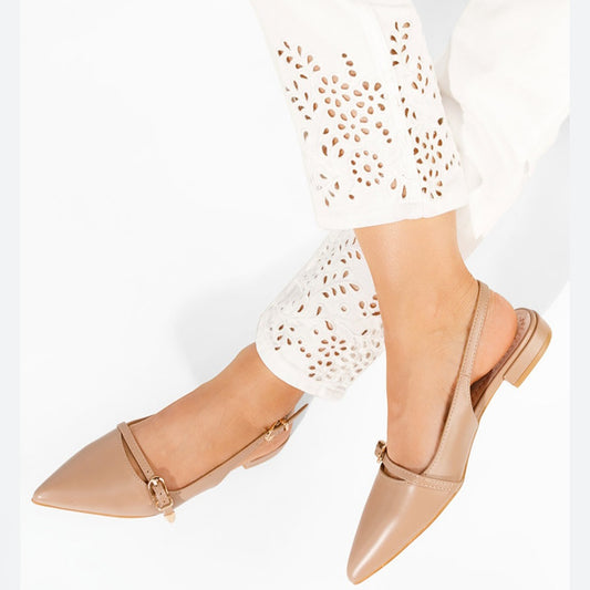 Escarpin - simili cuir - khaki / ref : AS25