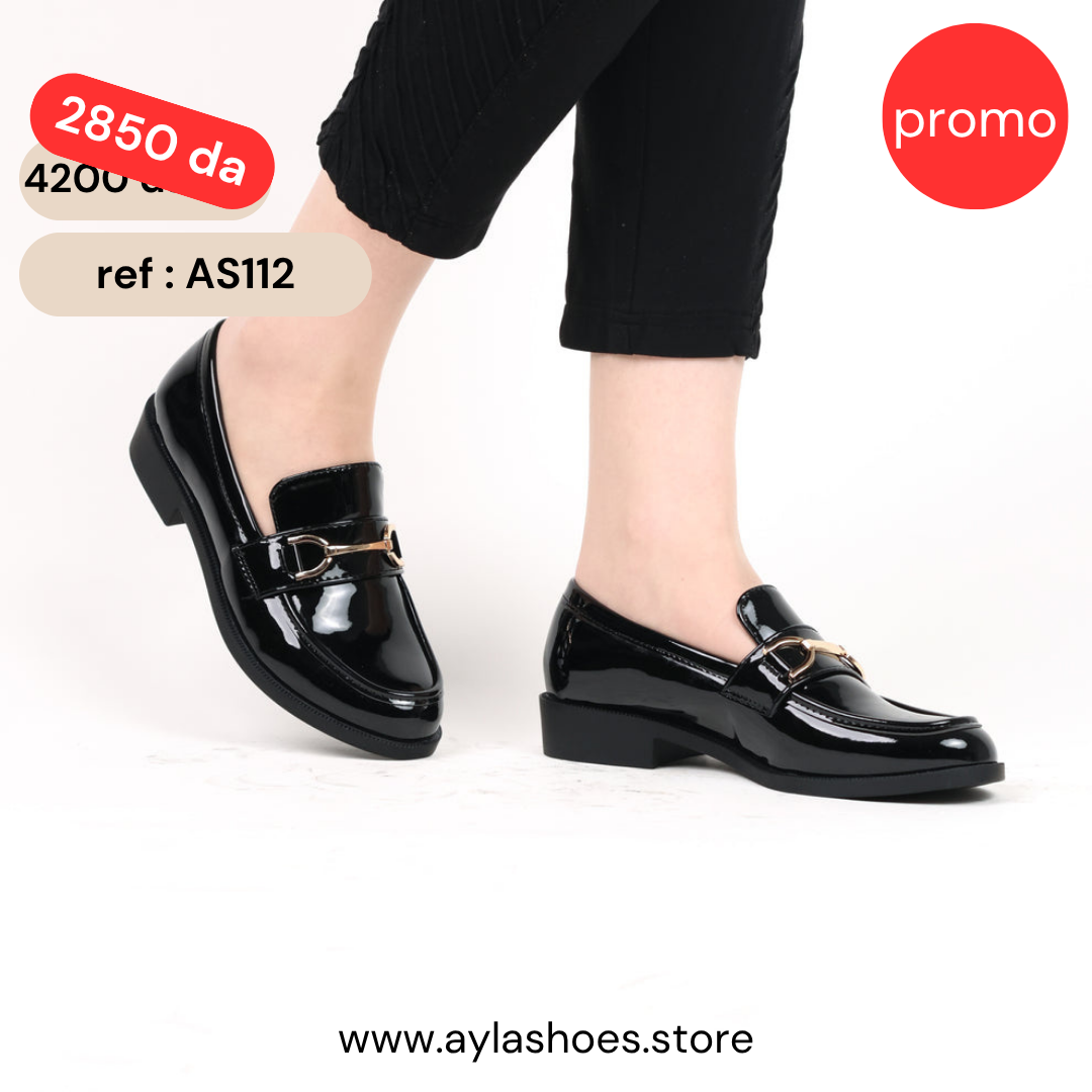Mocassin - vernis - noir / Réf. AS112