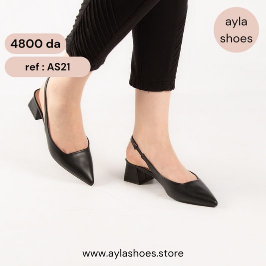 Escarpin A Talon Carré - Noir / AS21