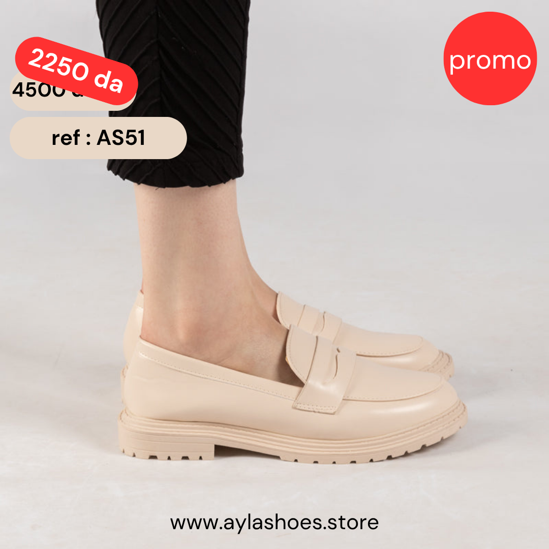 Mocassin - simili cuir - beige / Réf. AS51