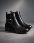 Bottine - simili cuir - noir / ref : AS209