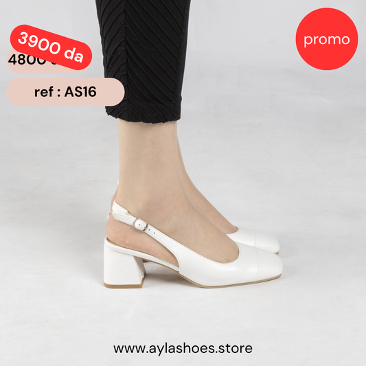 Escarpin A Talon Carré - Blanc / AS16