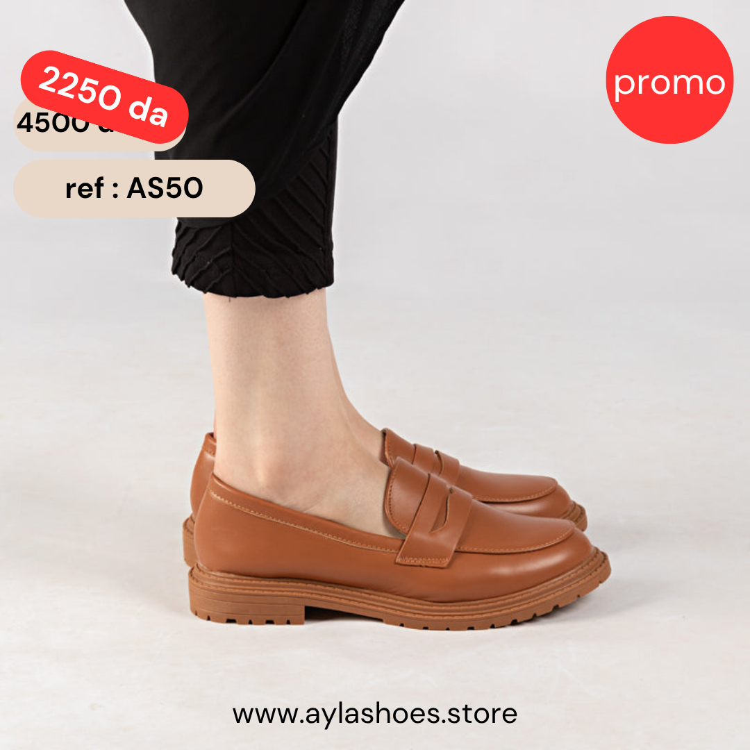 Mocassin - simili cuir - camel / Réf. AS50