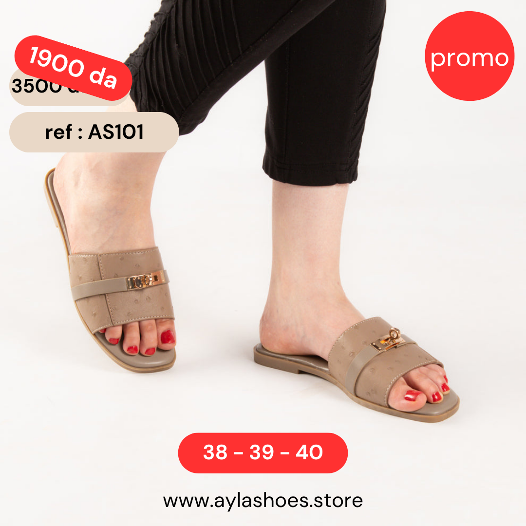 Mule - simili cuir - khaki / ref : AS101