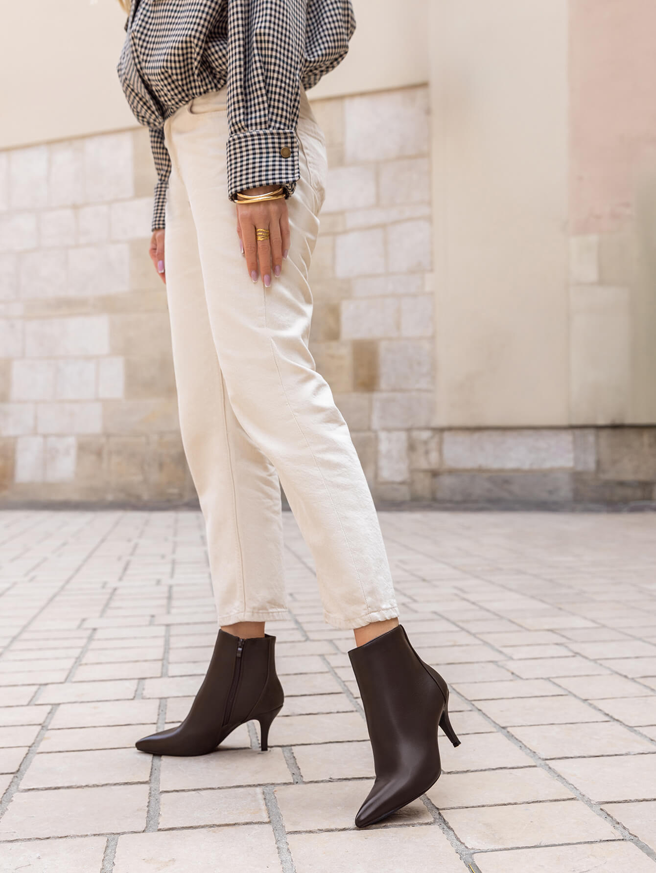 Bottine - simili cuir - brown / ref : AS206