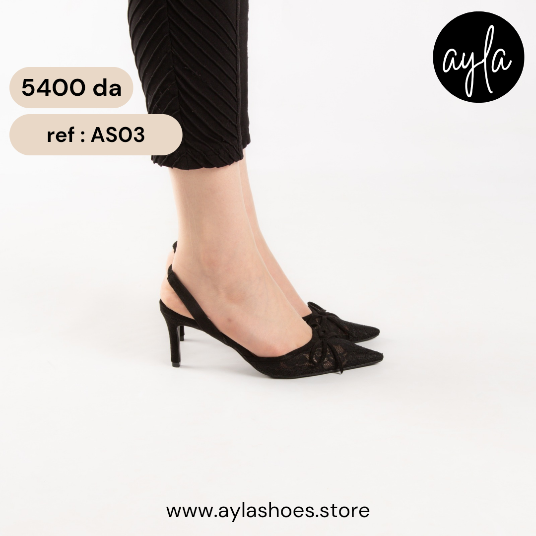 Escarpin en dentelle - noir / ref : AS03