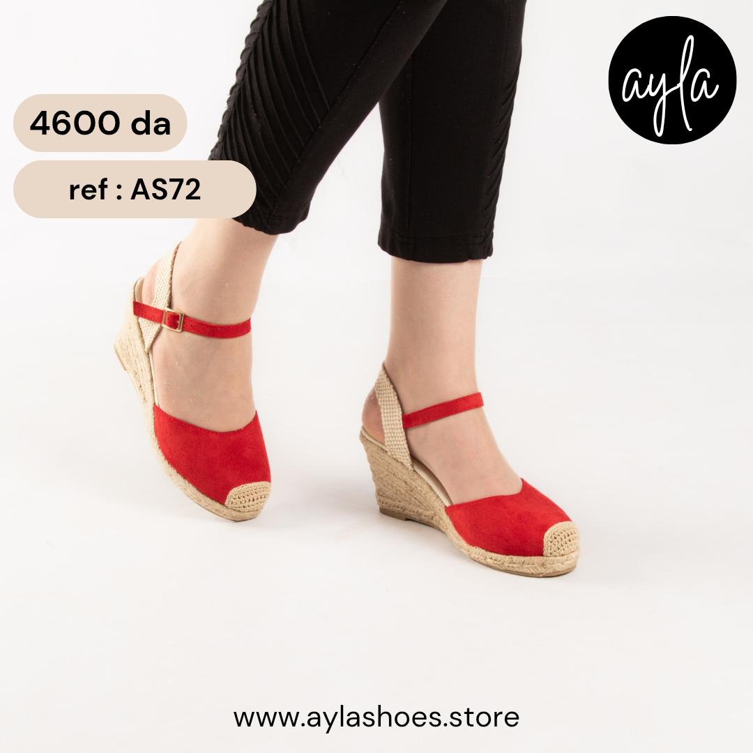 Sandale A Talon Compensé - Rouge / AS73