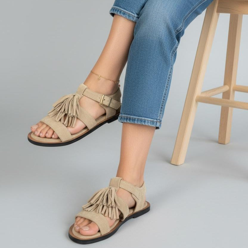 Sandale - daim - beige / ref : AS154
