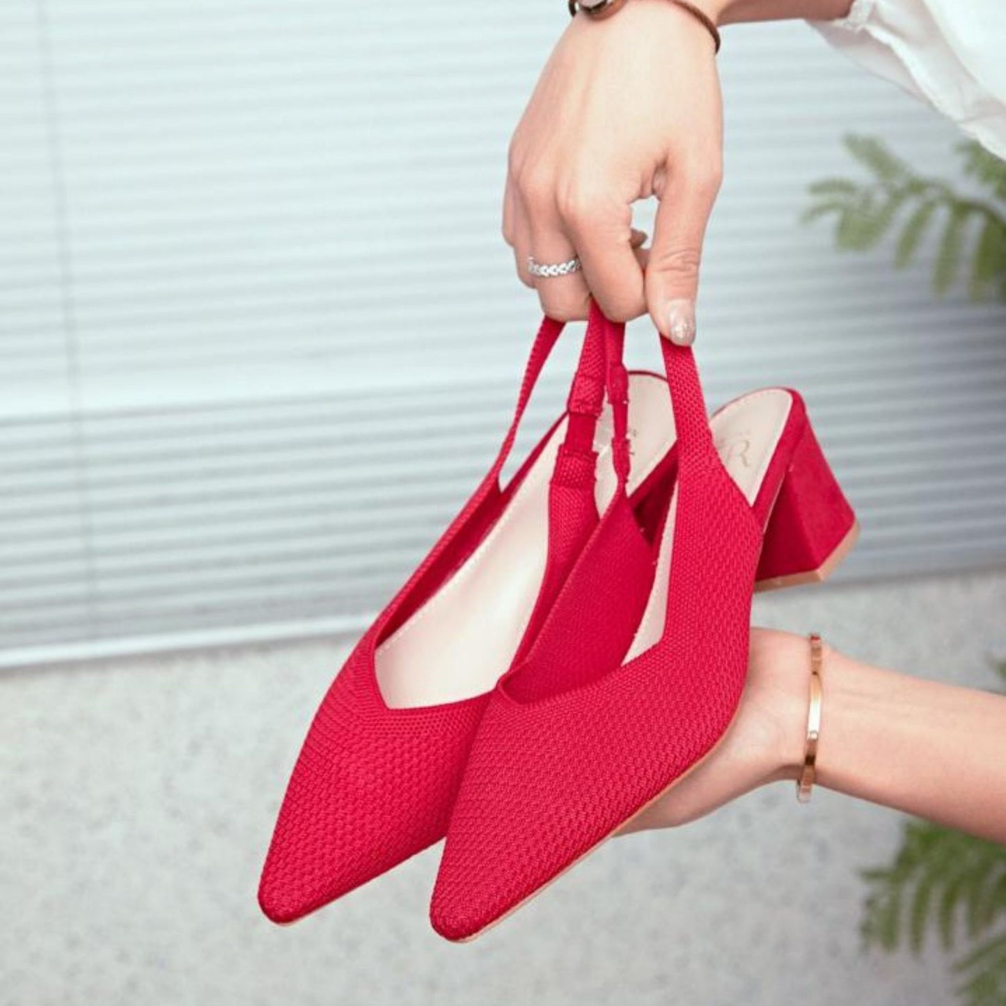 Escarpin à talon carré - rouge / ref : AS106