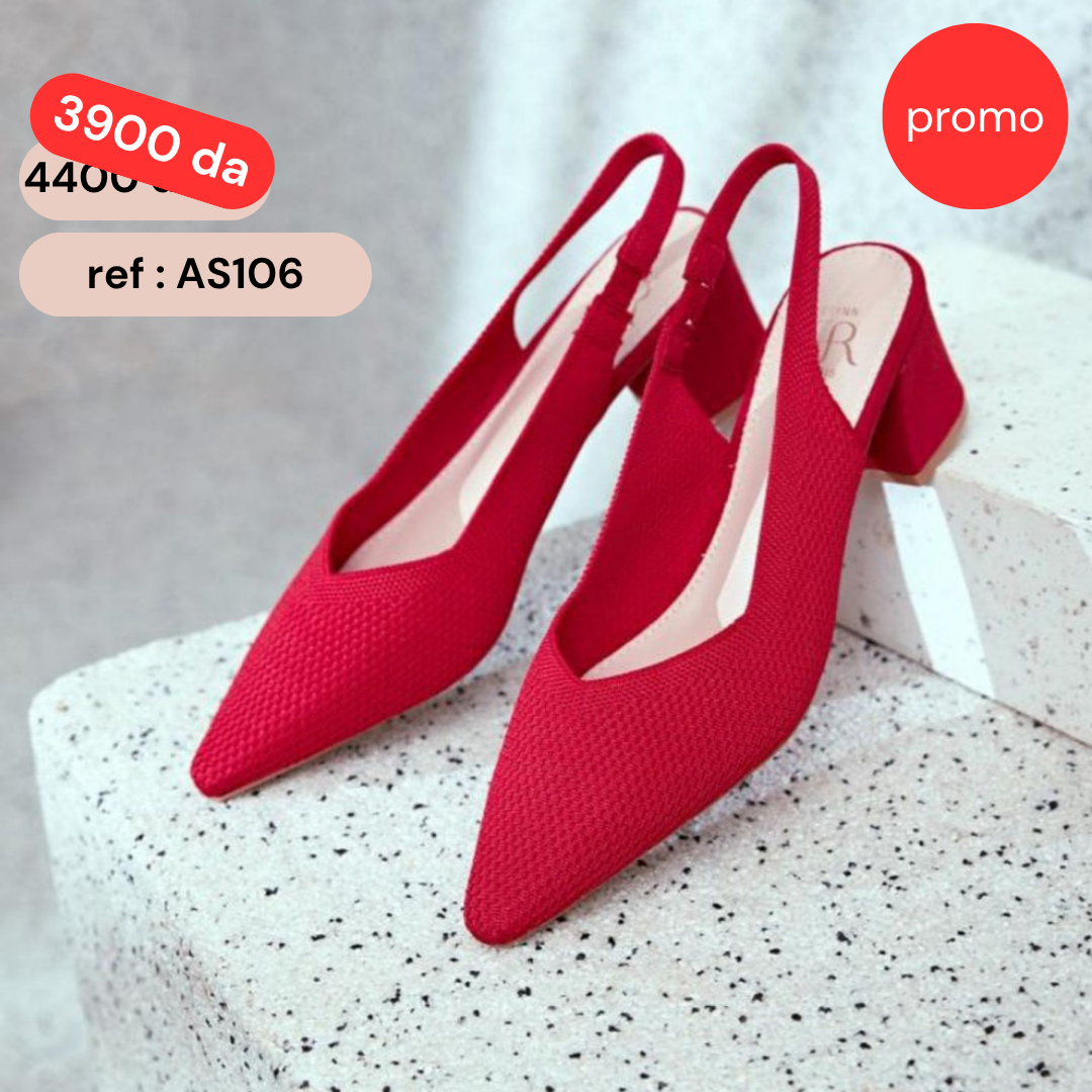 Escarpin À Talon Carré - Rouge / AS106