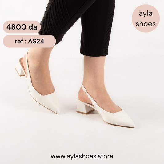 Escarpin A Talon Carré - Blanc / AS24