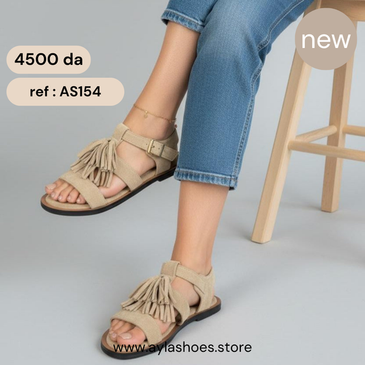Sandale - daim - beige / ref : AS154