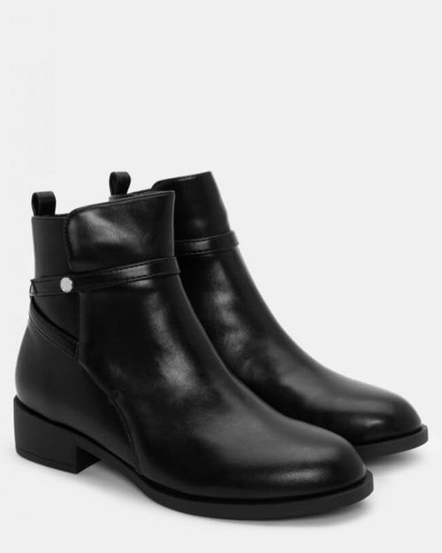 Bottine - simili cuir - noir / ref : AS208