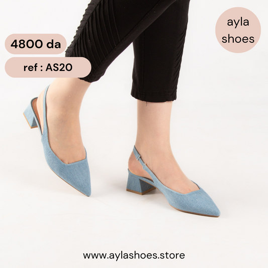 Escarpin A Talon Carré - Jeans / AS20