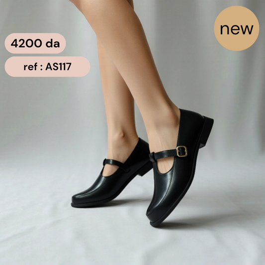 Mocassin à bride - Black / AS117