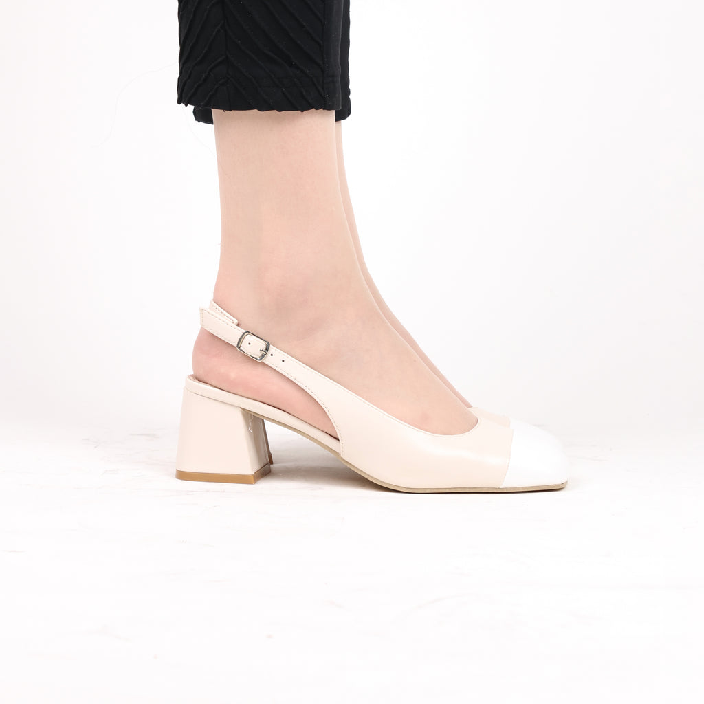 Escarpin à talon carré - beige / Réf. AS14