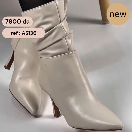 Bottine - simili cuir - Beige / AS136