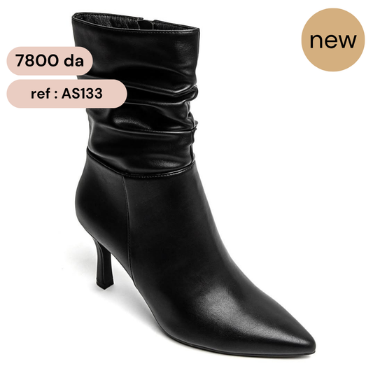Bottine - simili cuir - Noir / AS133