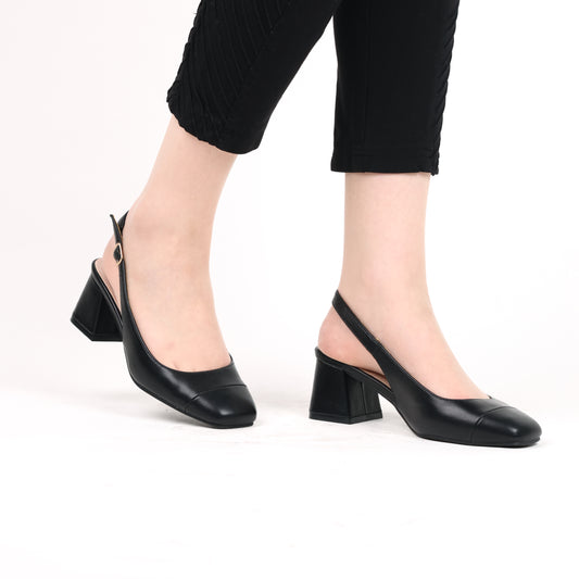 Escarpin A Talon Carré - Noir / AS15