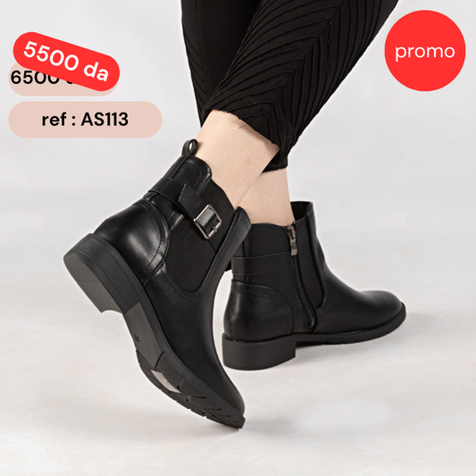 Bottine - simili cuir - Noir / AS113