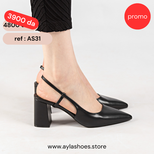 Escarpin A Talon Carré - Noir / AS31