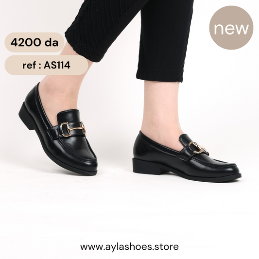 Mocassin - simili cuir - noir / AS114