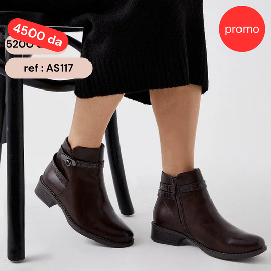 Bottine - simili cuir - Coffee / AS117