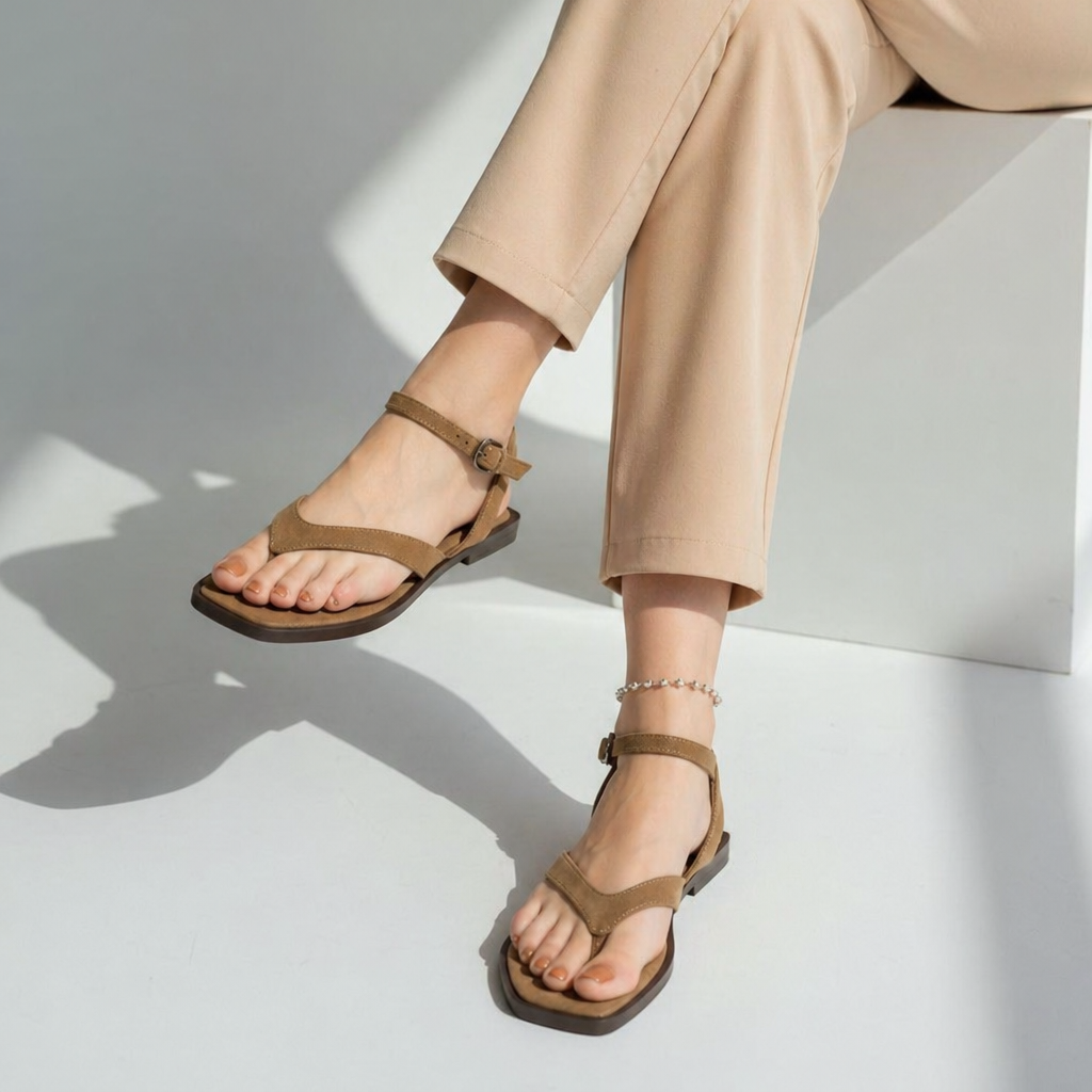 Sandale - daim - kaki / ref : AS172