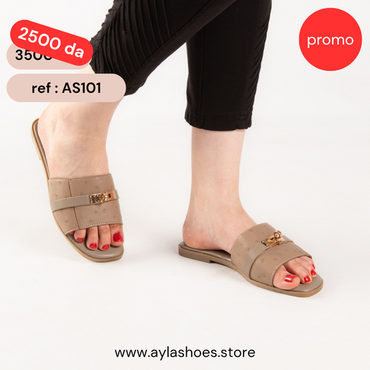 Mule - simili cuir - Khaki / AS101