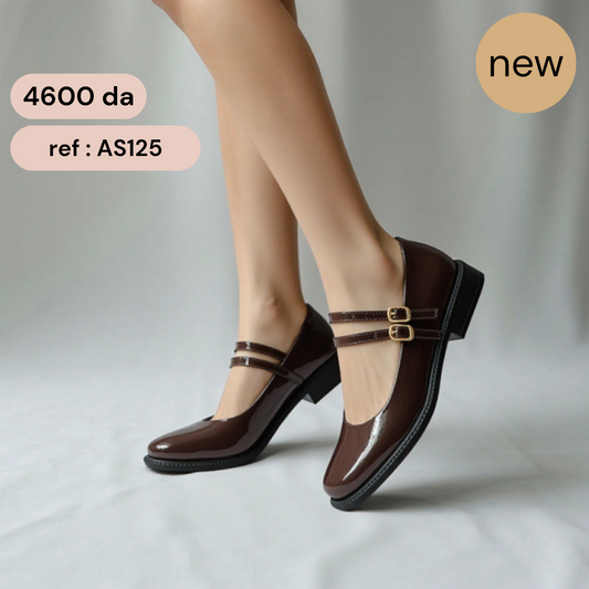 Mary jane a ceinture - vernis - Brown / AS125